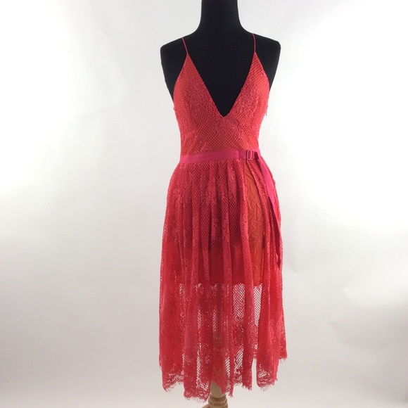M- Free People Women's Floral Print Lace Dress - Picture 1 of 6